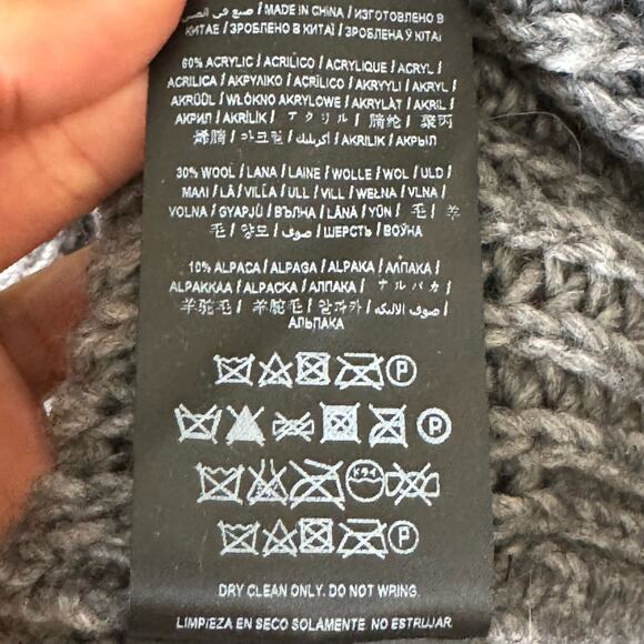 Guess Sweater Women M Gray Chunky Knit Wool Open Front Cardigan Side Pocket - Picture 4 of 11